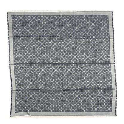 Louis Vuitton Silk Wool Monogram Denim Shawl Blue 1 of 4