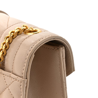 Saint Laurent Grain De Poudre Textured Mixed Matelasse Triquilt Small Monogram Satchel Dark Beige 13 of 16