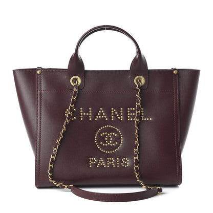 Chanel Caviar Medium Studded Deauville Tote Burgundy 1 of 10