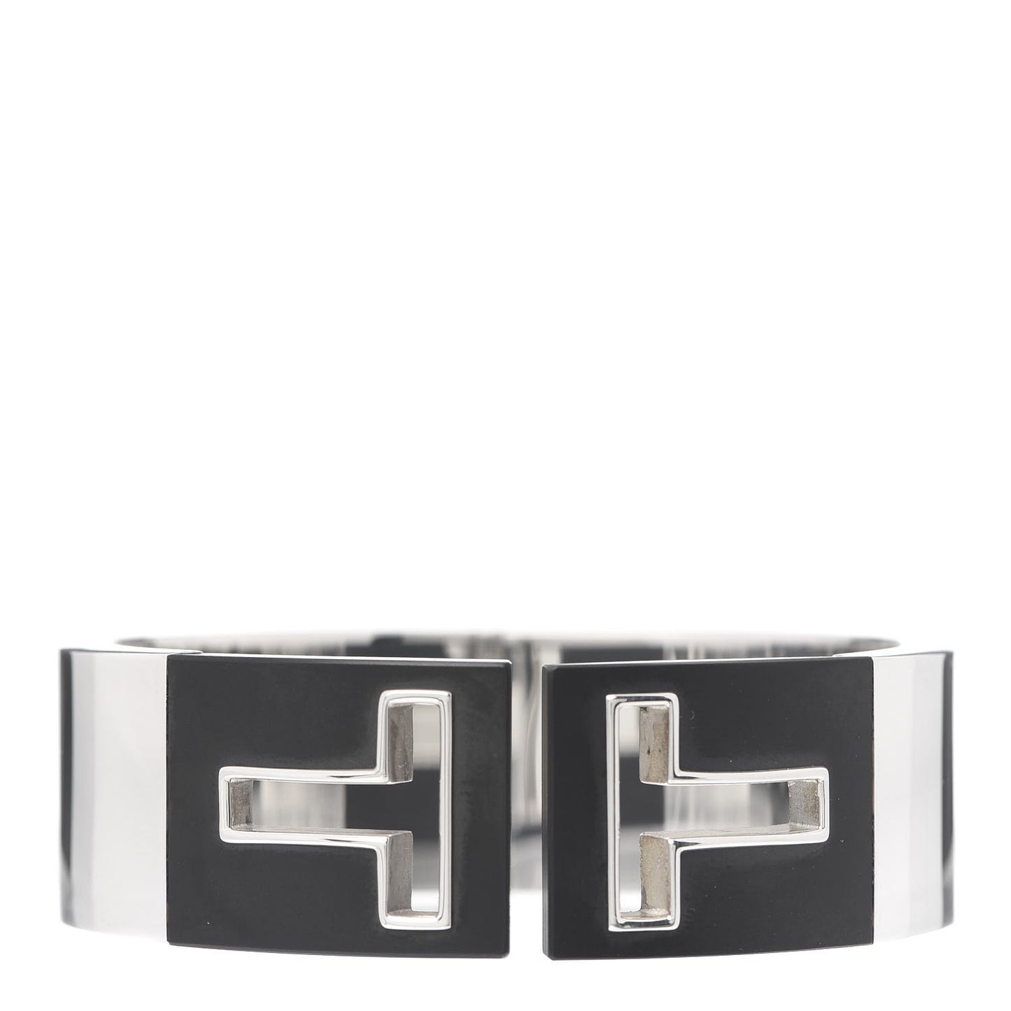Sterling Silver Black Ceramic T Cutout Cuff Bracelet