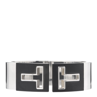 Tiffany Sterling Silver Black Ceramic T Cutout Cuff Bracelet 1 of 4