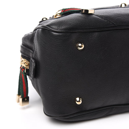 Gucci Pebbled Calfskin Chain Web Shoulder Bag Black 7 of 11