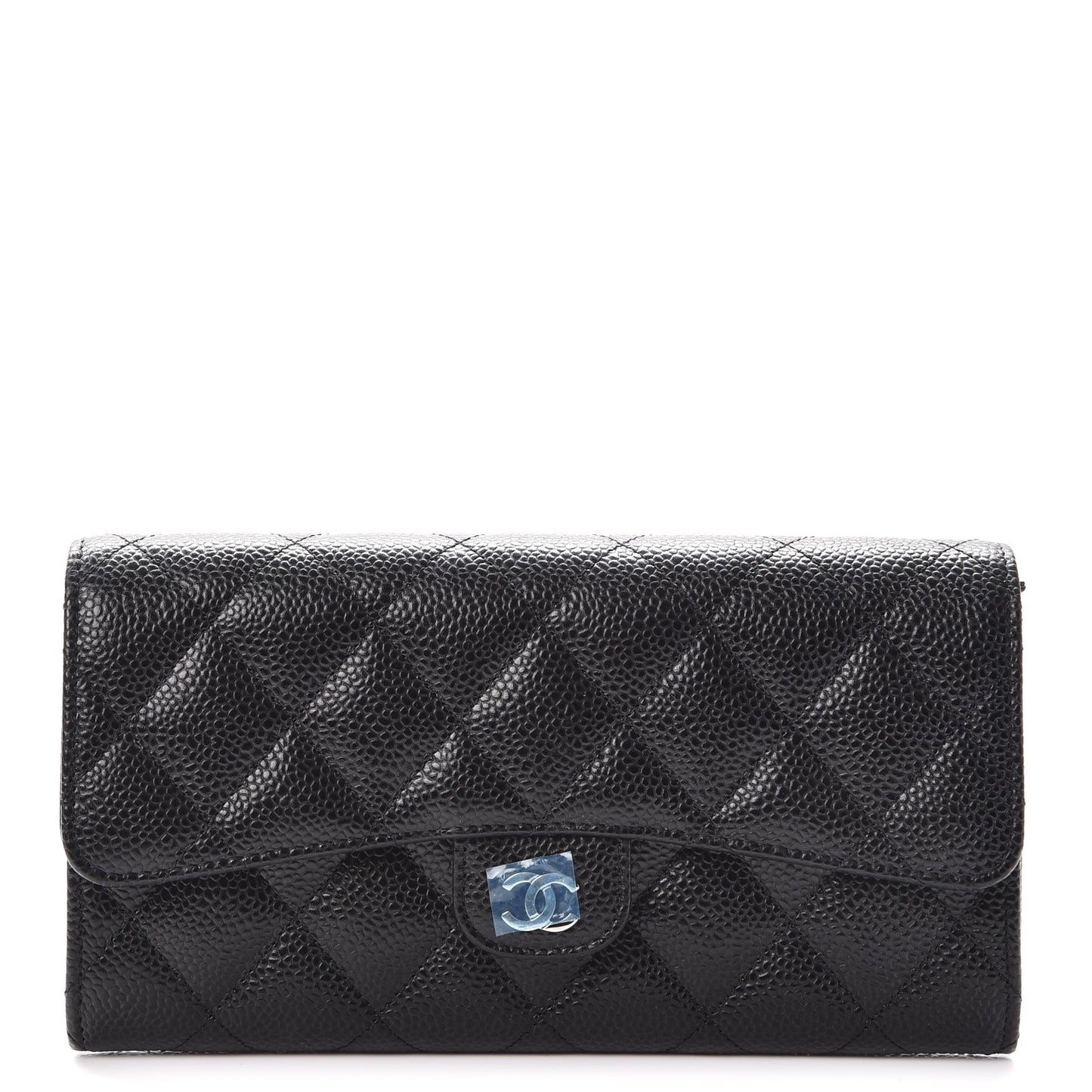 Caviar Quilted Large Flap Wallet Black