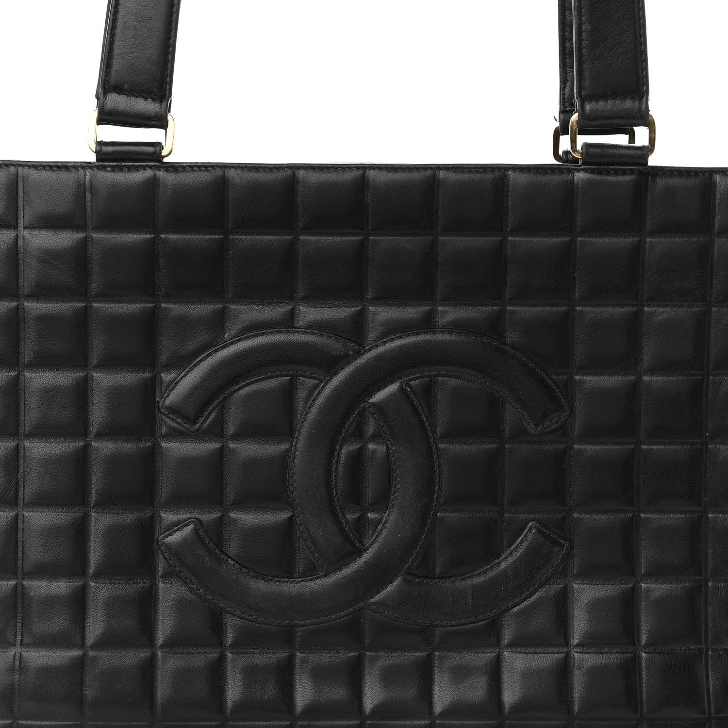 Chanel Lambskin Quilted Chocolate Bar Large Tote Black 7 of 9