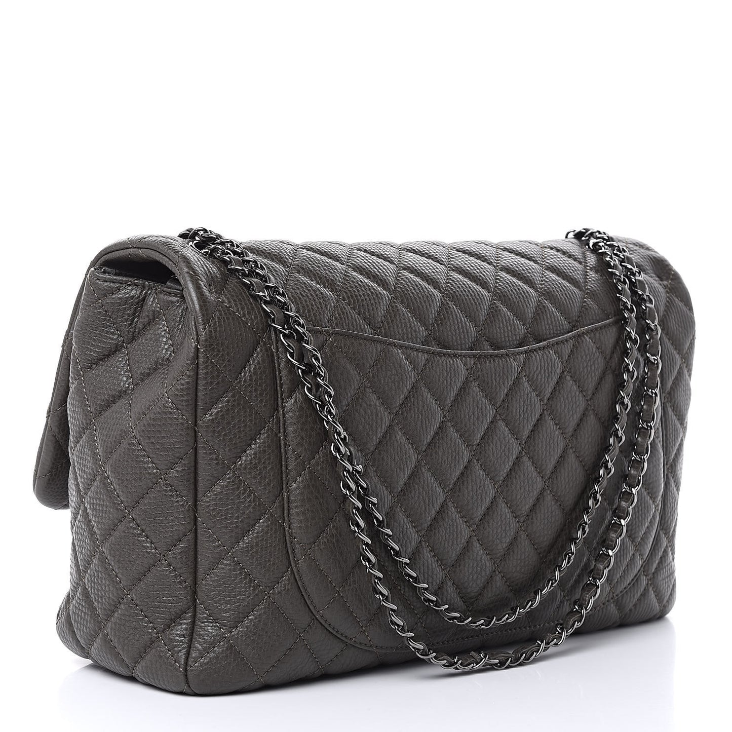 Calfskin Quilted Small XXL Travel Flap Bag Khaki