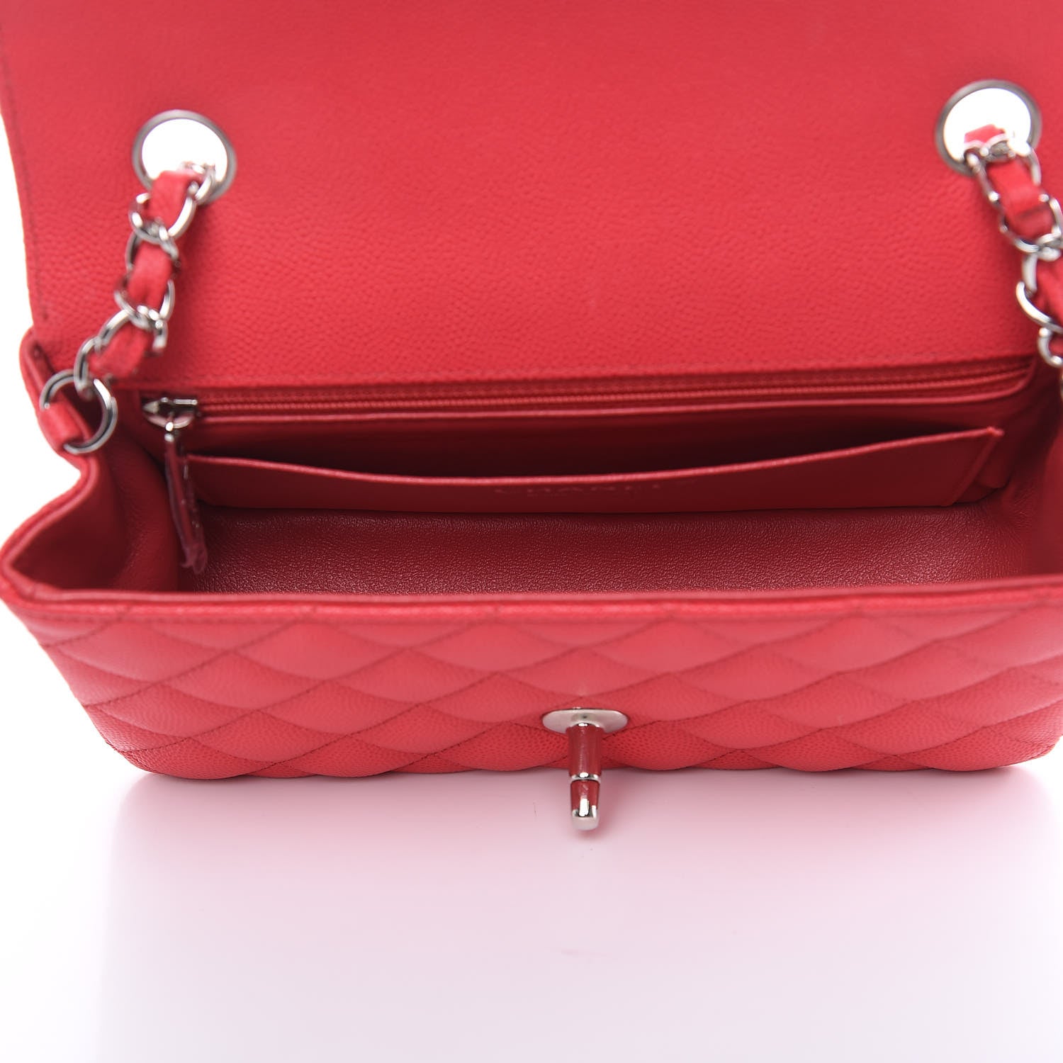 Chanel Caviar Quilted Mini Rectangular Flap Light Red 5 of 11