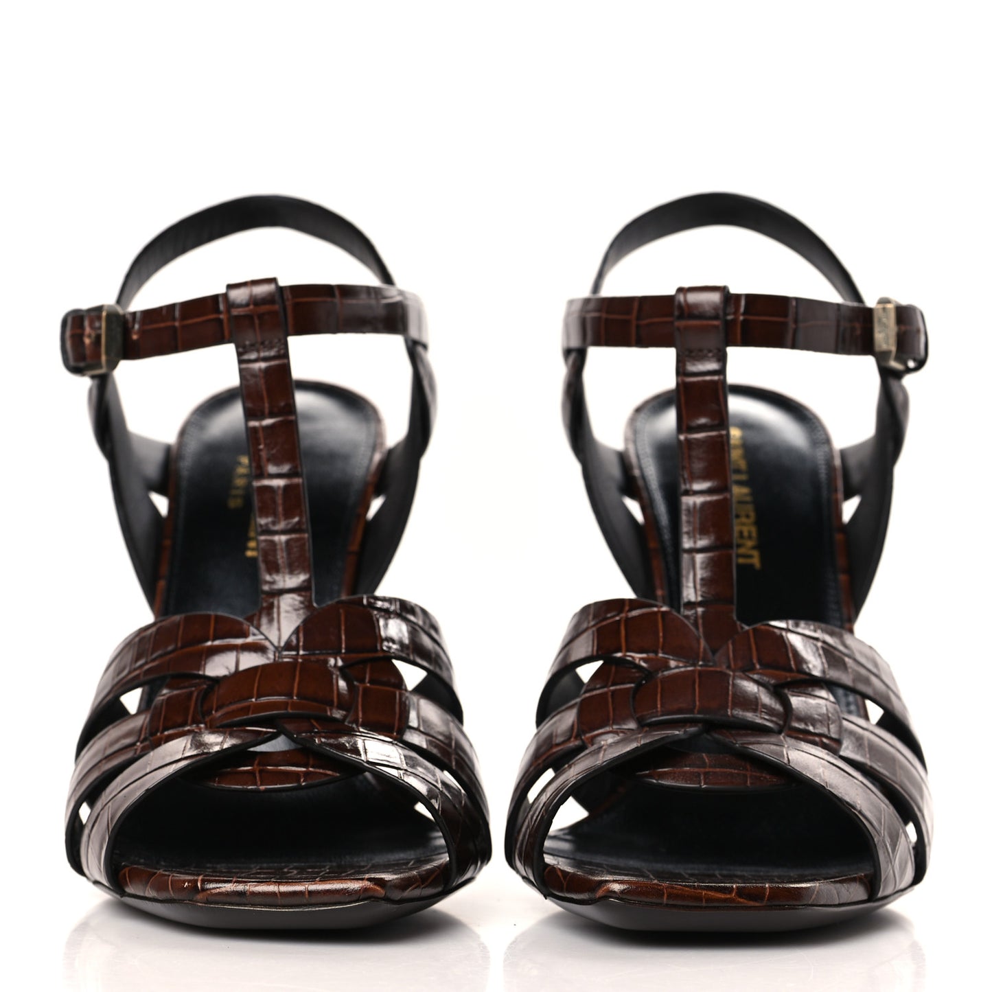 Calfskin Crocodile Embossed Tribute 105 Sandals 38 Moro