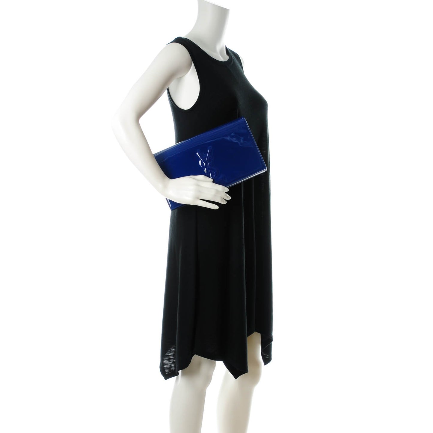 Patent Calfskin Monogram Large Belle De Jour Clutch Royal Blue