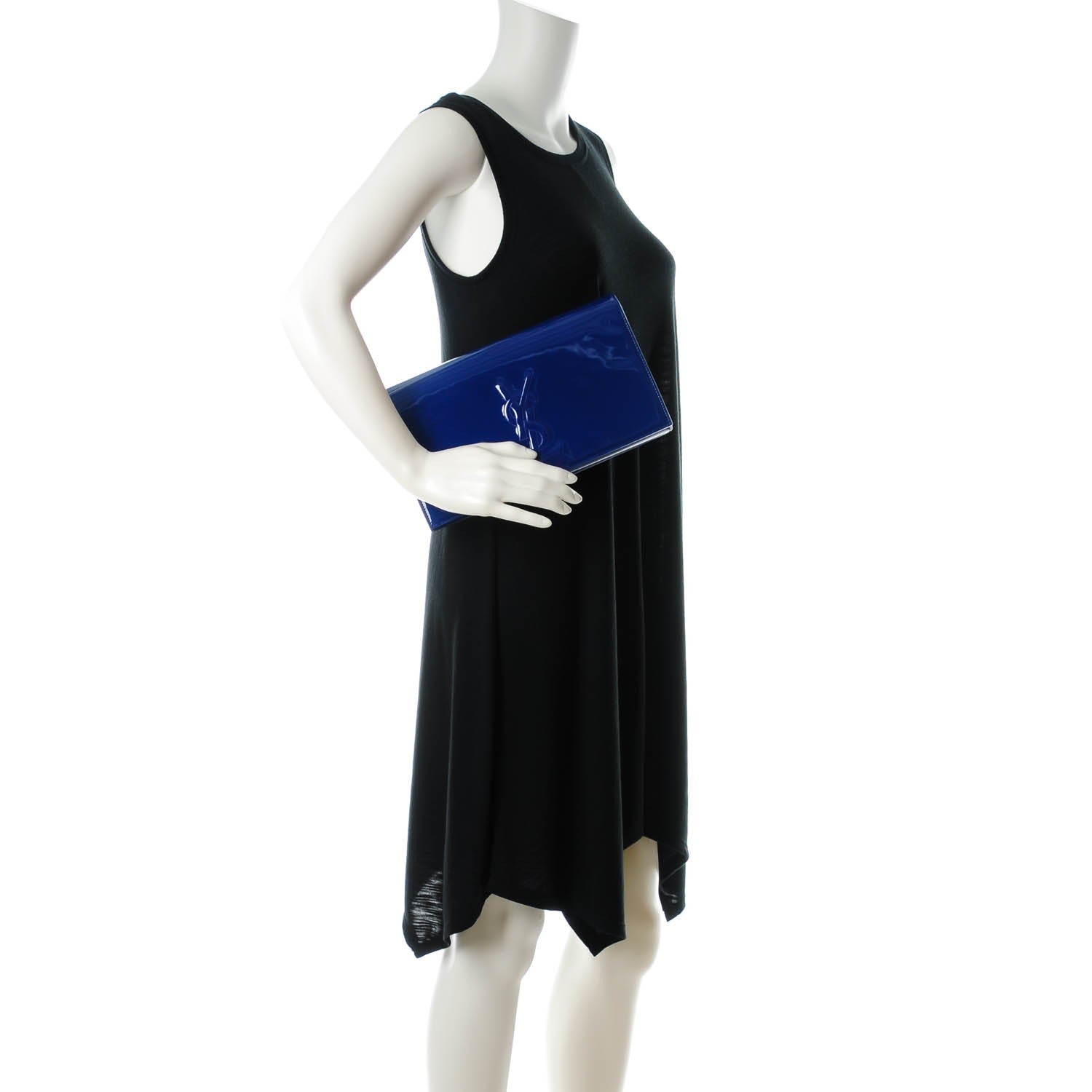 Saint Laurent Patent Calfskin Monogram Large Belle De Jour Clutch Royal Blue 2 of 7
