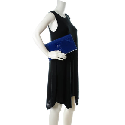 Saint Laurent Patent Calfskin Monogram Large Belle De Jour Clutch Royal Blue 2 of 7