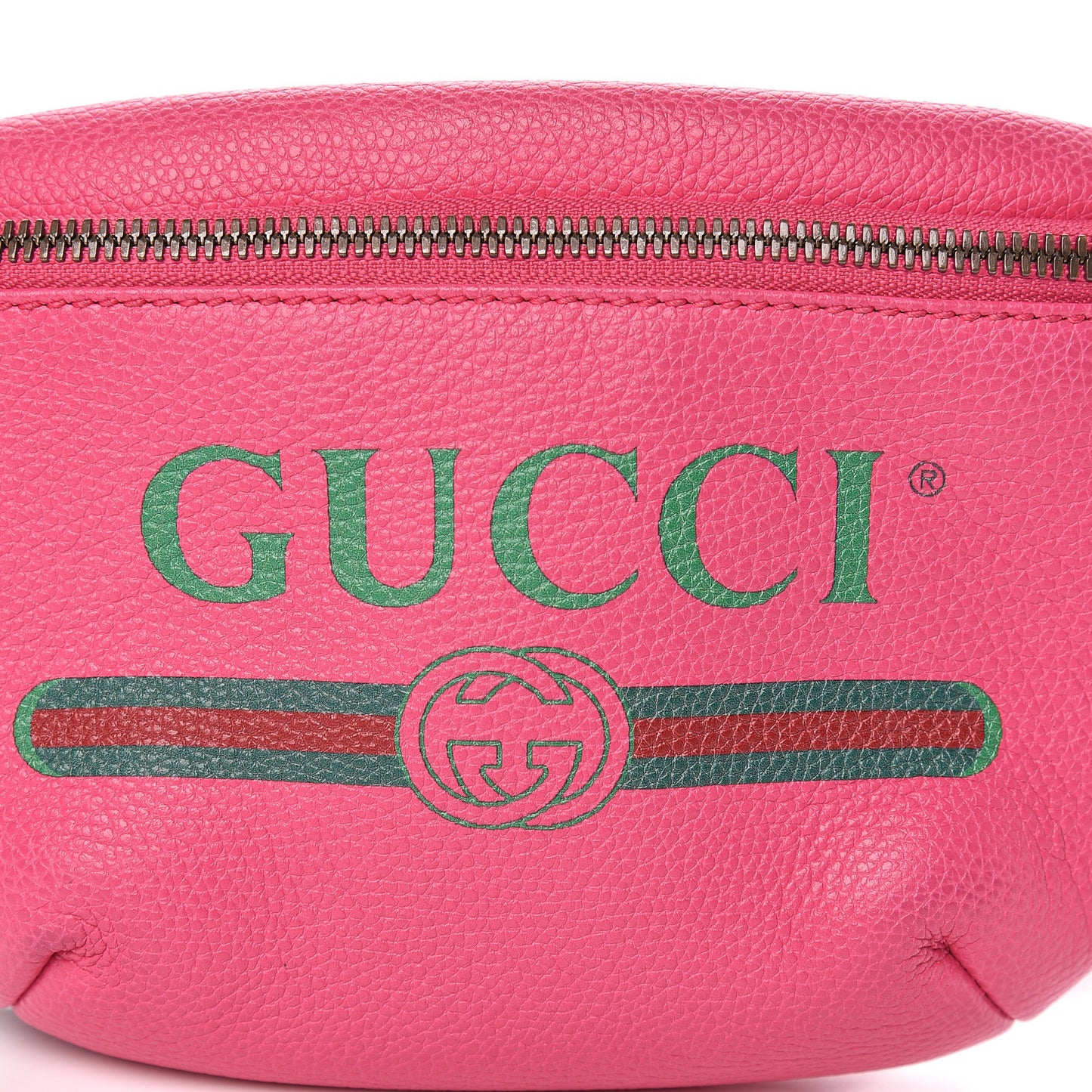 Grained Calfskin Small Logo Belt Bag Box Pink Green
