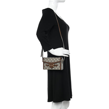 Gucci GG Supreme Monogram Mini Horsebit 1955 Shoulder Bag Beige Brown Sugar 2 of 10