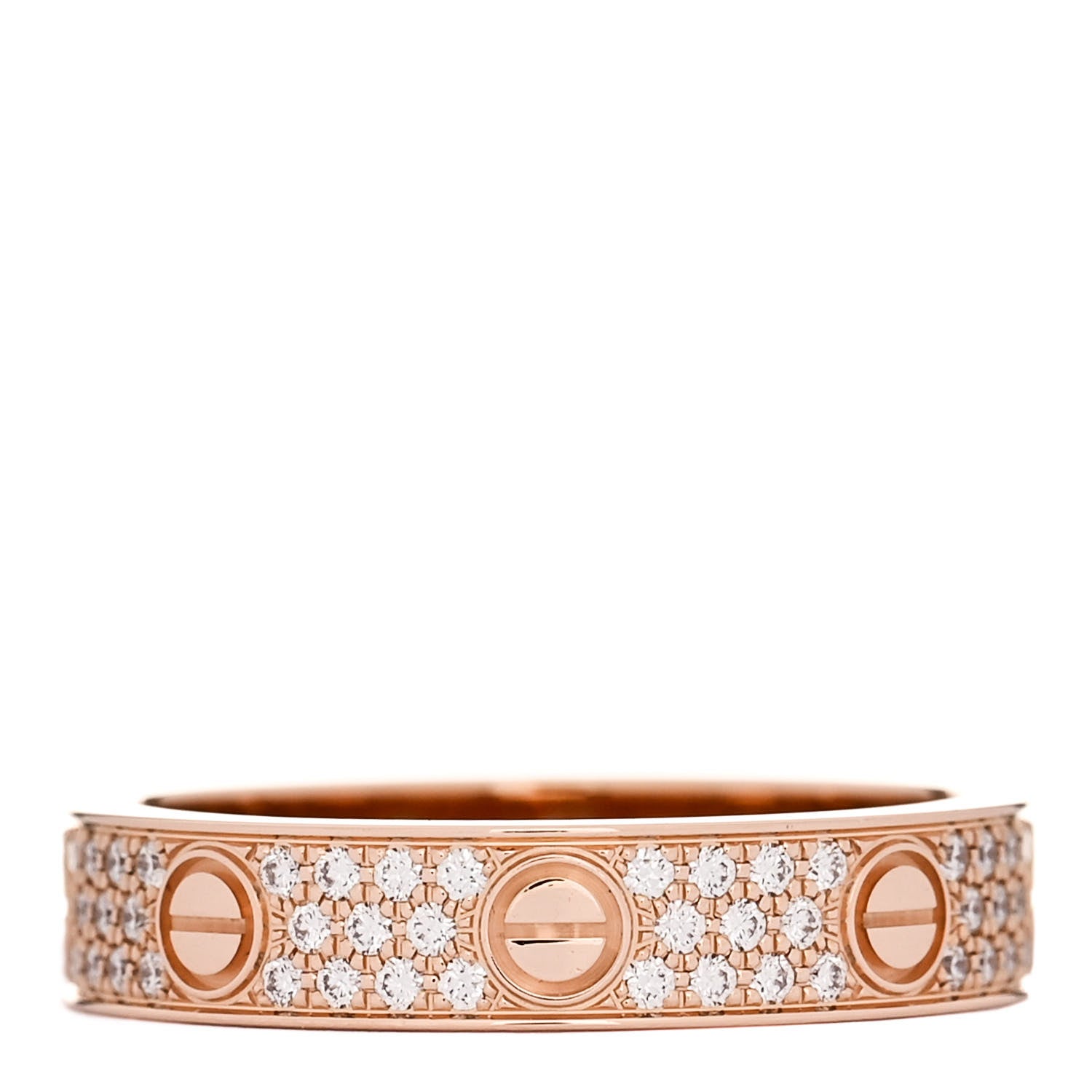 Cartier 18K Pink Gold Diamond 4mm LOVE Wedding Paved Band Ring 51 5.75 1 of 5