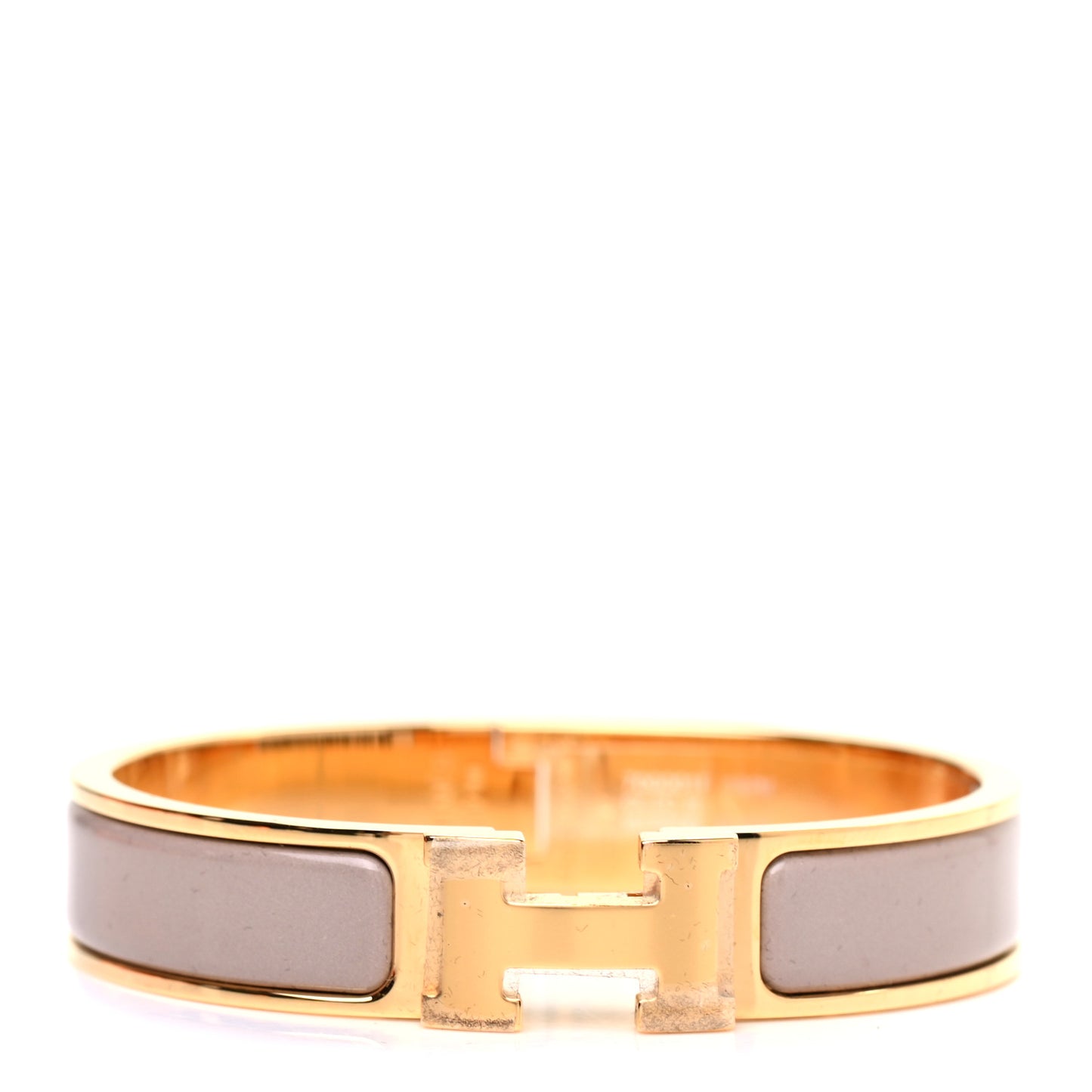 Enamel Narrow Clic Clac H Bracelet PM Marron Glace