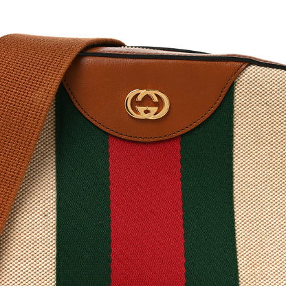 Gucci Vintage Canvas Web Shoulder Bag Sand Cuir 8 of 10