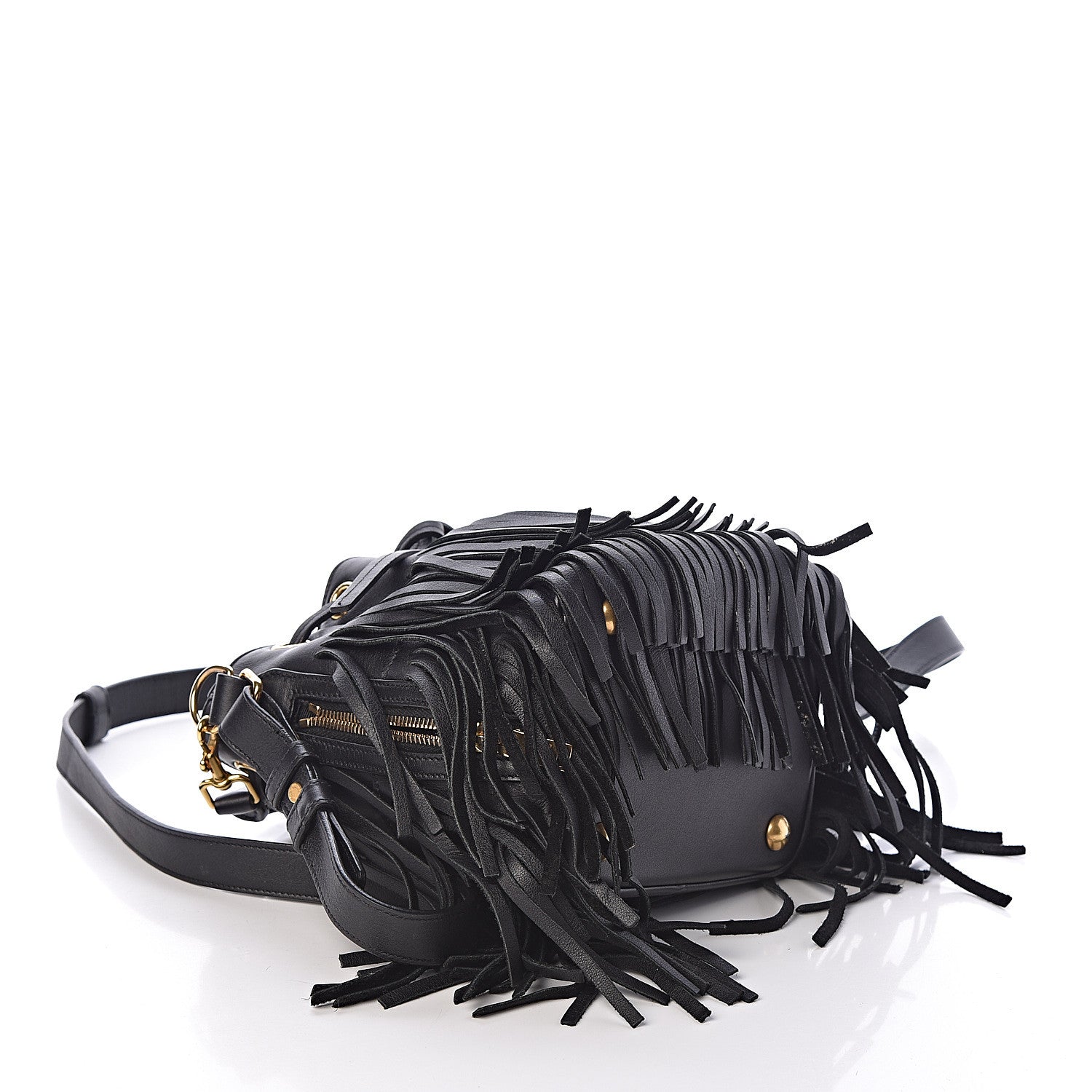 Saint Laurent Calfskin Small Emmanuelle Fringe Hobo Bag Black 5 of 9