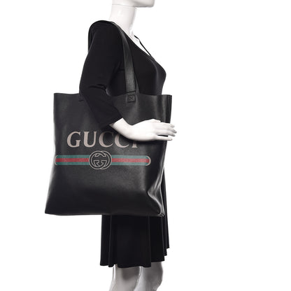 Gucci Calfskin Mens Logo Vertical Shopping Tote Black 2 of 11