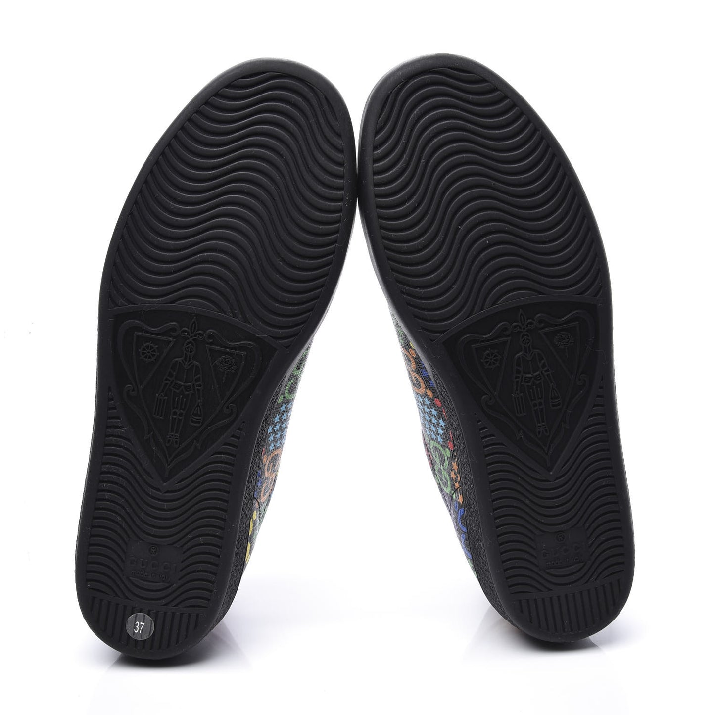 GG Supreme Monogram Psychedelic Womens Ace Sneakers 37 Black Multicolor