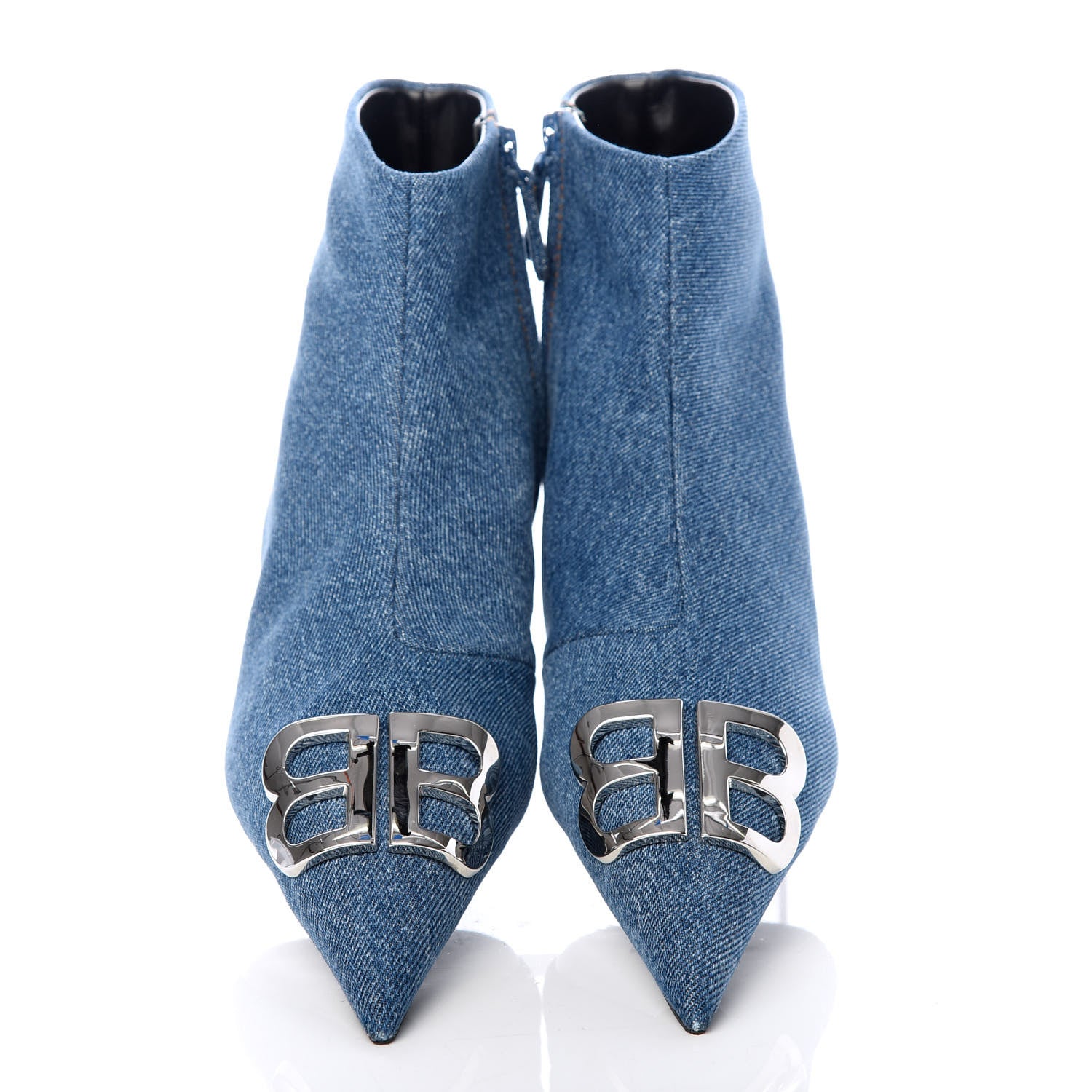 Balenciaga Denim BB Pointy Toe Ankle Booties 39 Light Bleu 5 of 11