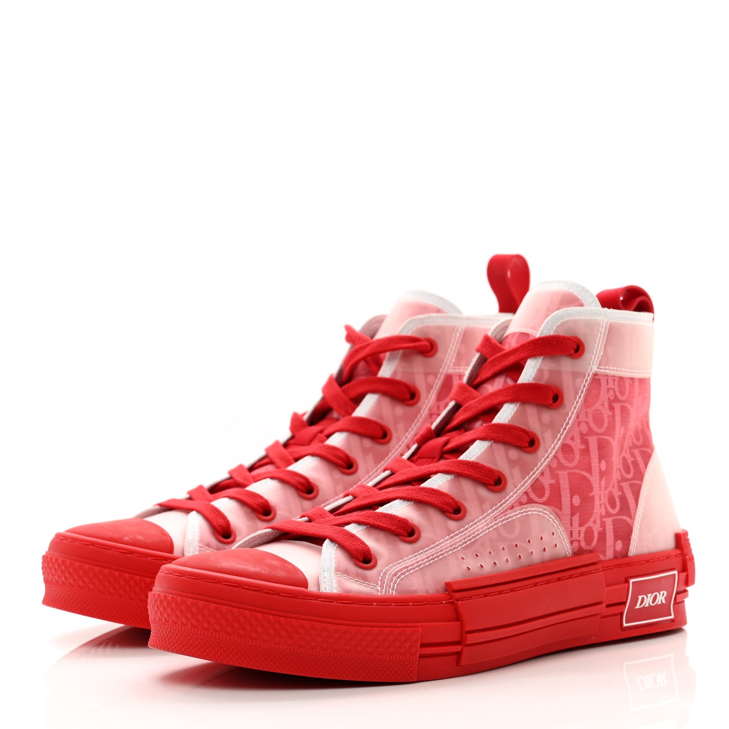 Technical Canvas Oblique Mens B23 High Top Sneakers 39 Bordeaux Rouge