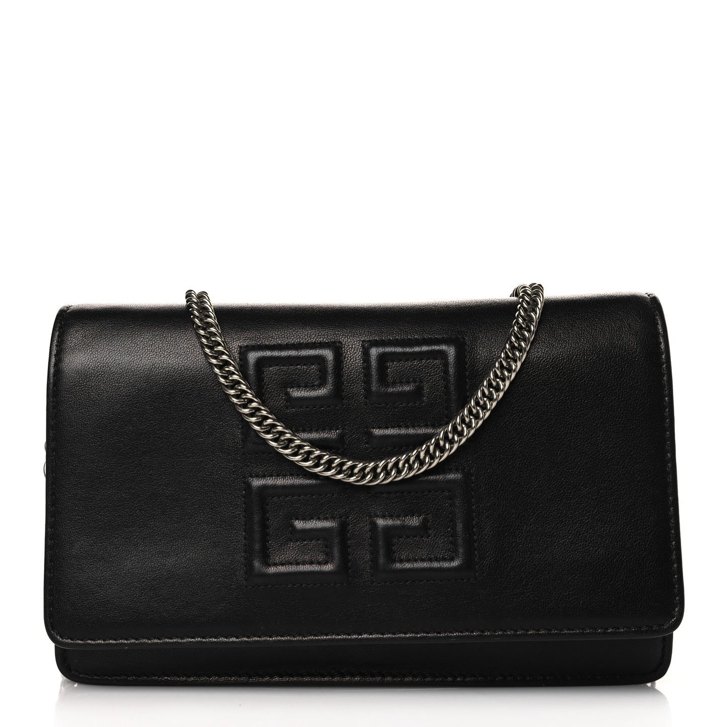 Lambskin Emblem Chain Wallet Black