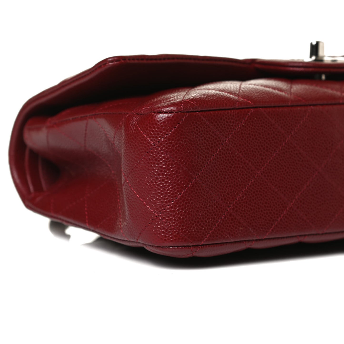 Caviar Quilted Medium Double Flap Dark Red