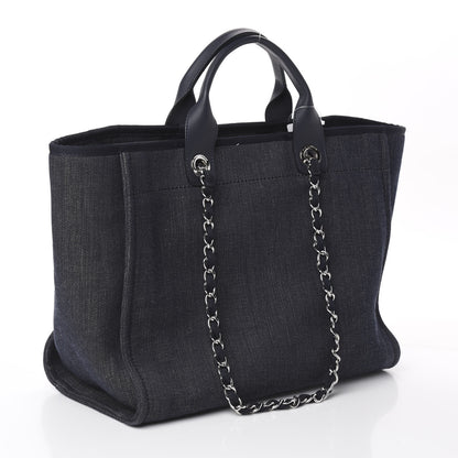Chanel Denim Medium Deauville Tote Dark Blue 2 of 9