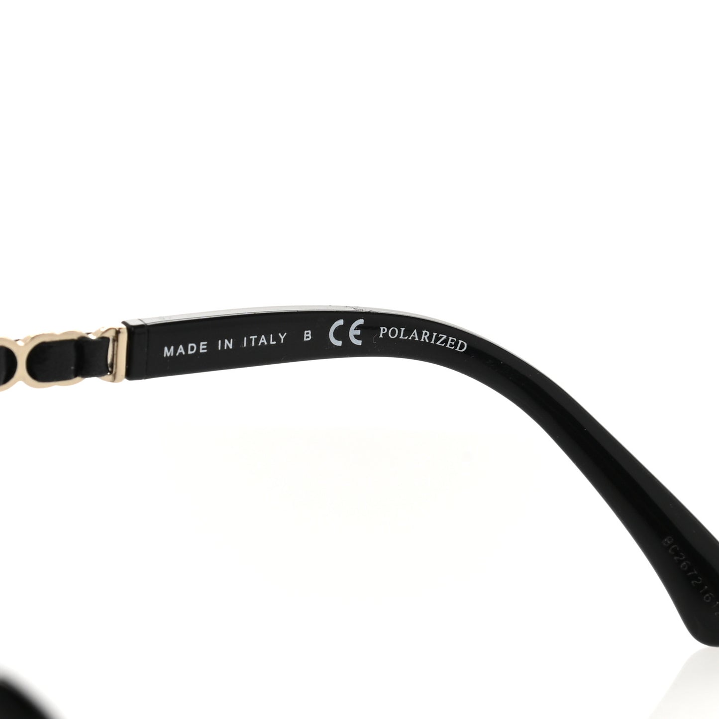 Metal Calfskin Polarized CC Chain Pilot Sunglasses 5439-Q-A Black