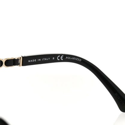 Chanel Metal Calfskin Polarized CC Chain Pilot Sunglasses 5439-Q-A Black 6 of 8