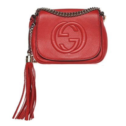 Gucci Pebbled Calfskin Small Soho Flap Crossbody Red 1 of 8
