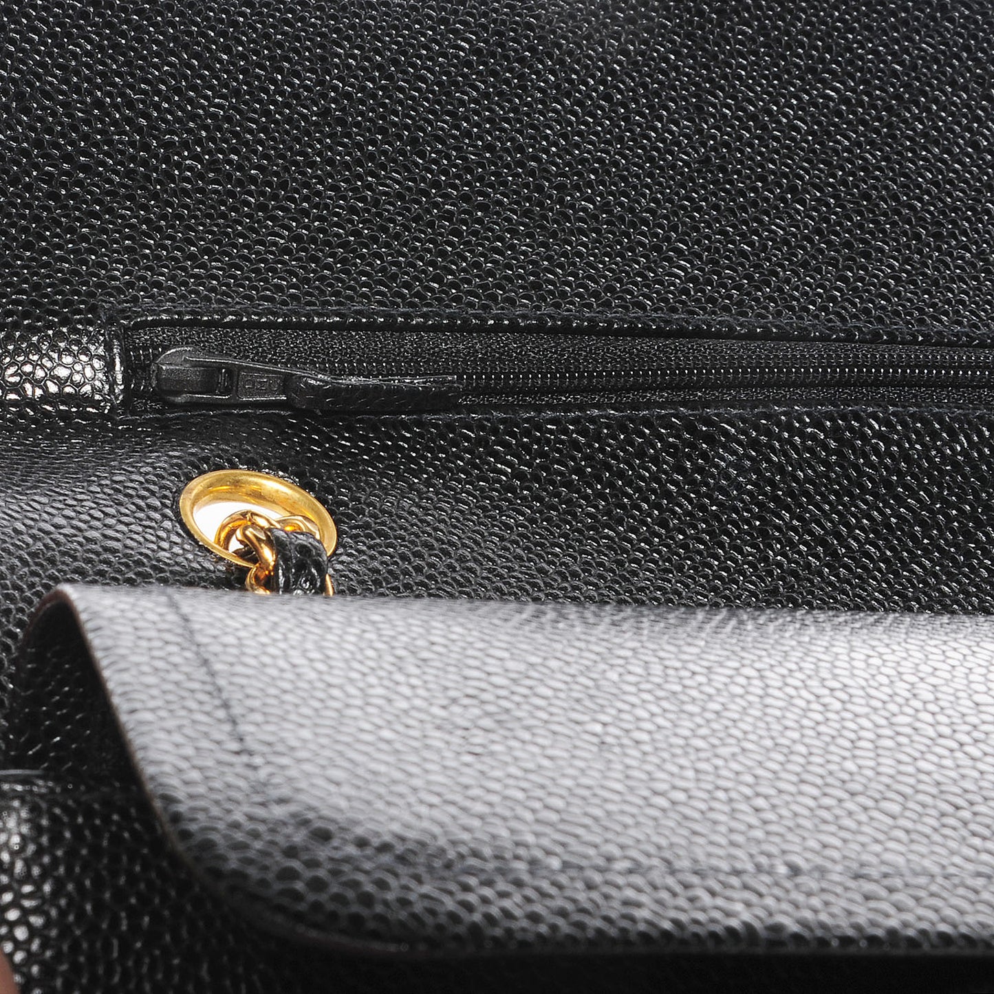Caviar Quilted Medium Double Flap Black