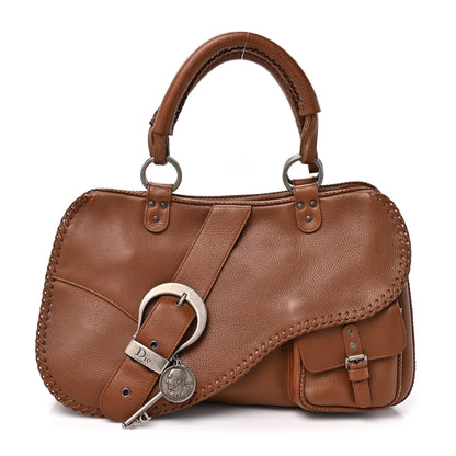 Christian Dior Pebbled Calfskin Braided Gaucho Saddle Handle Bag Brown 1 of 14