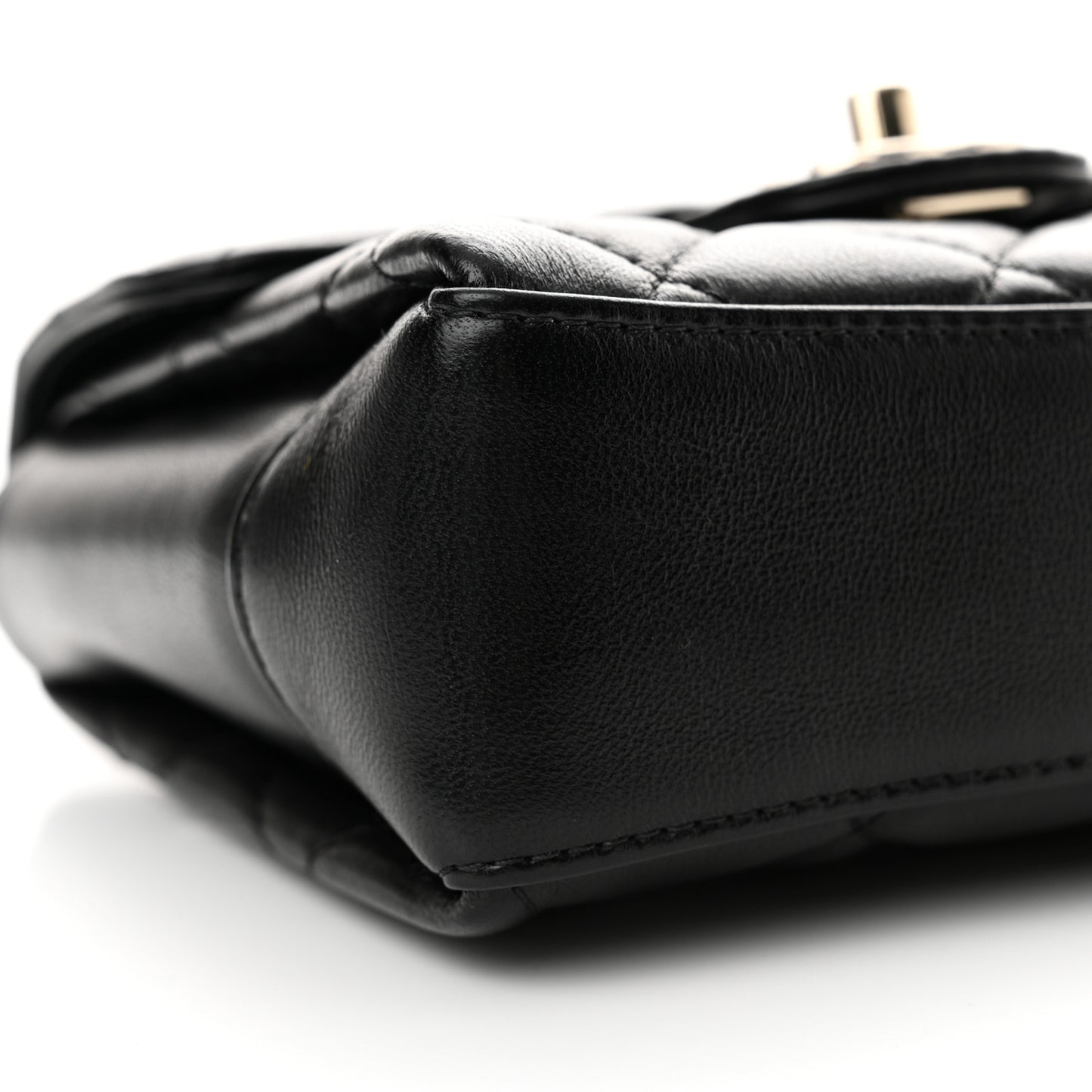 Lambskin Quilted Top Handle Flap Black