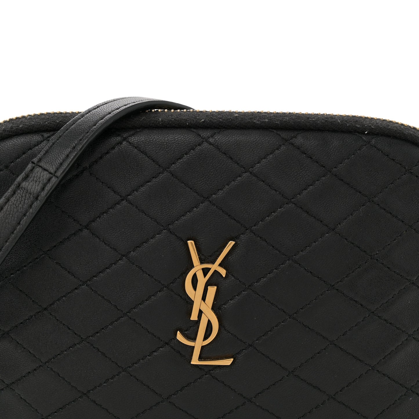 Lambskin Quilted Gaby Zipped Pouch Black
