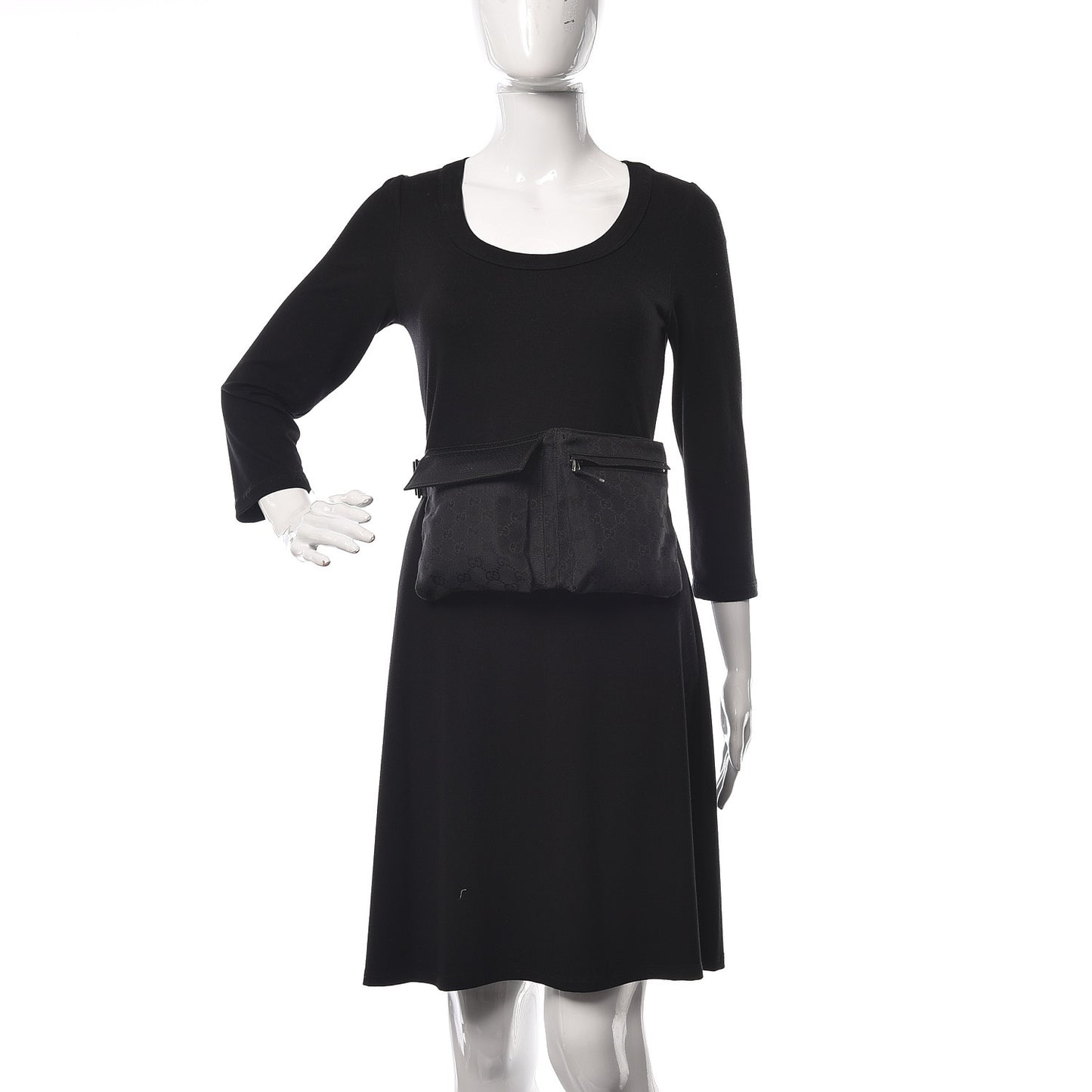 GG Monogram Web Double Pocket Belt Bag Black