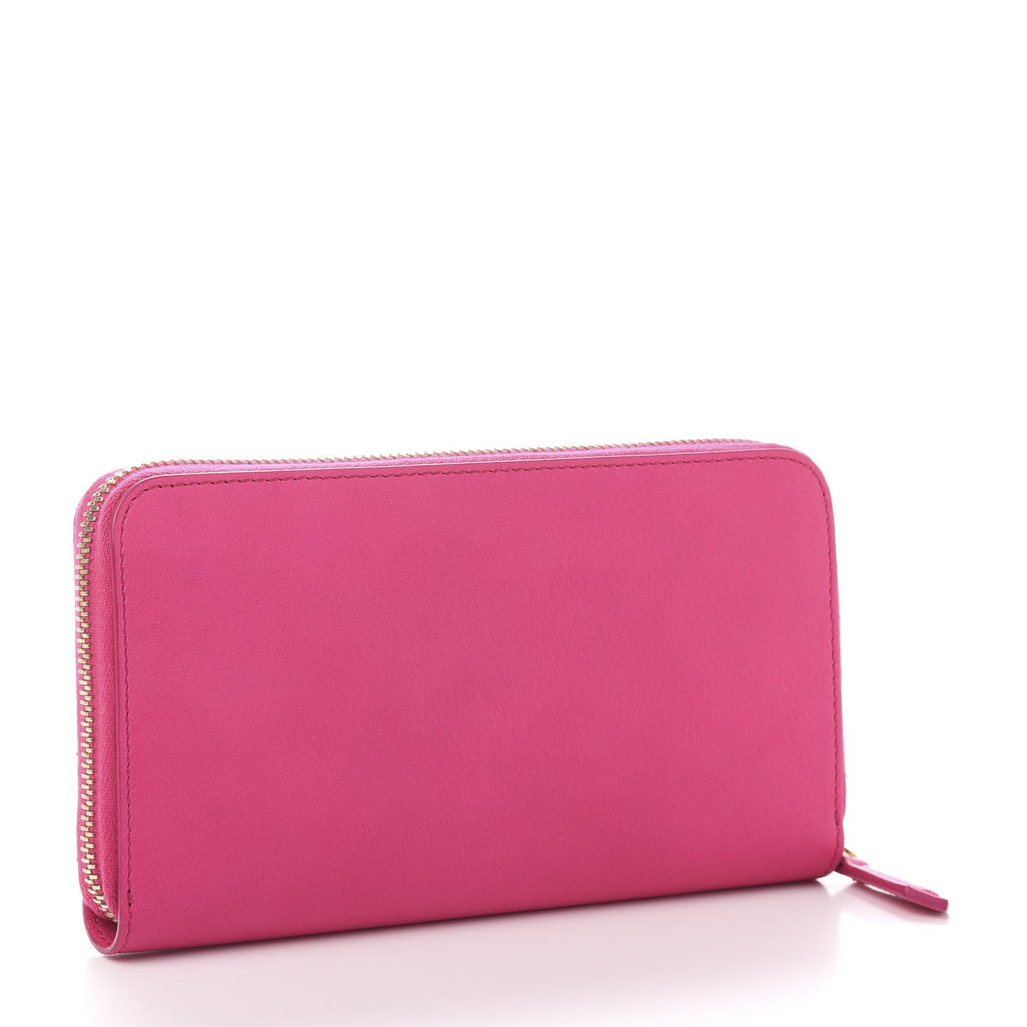 Vitello Flamingo Tube Zip Around Long Wallet Fuchsia