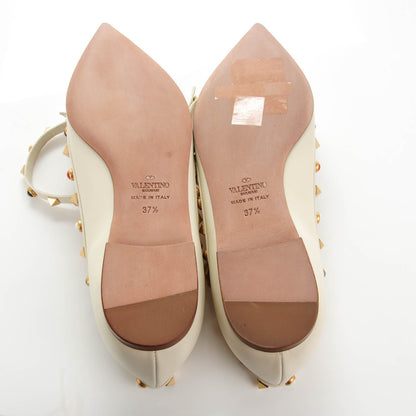 Valentino Garavani Nappa Rockstud Rolling Cage Ballerina Flats 37.5 Light Ivory 7 of 8