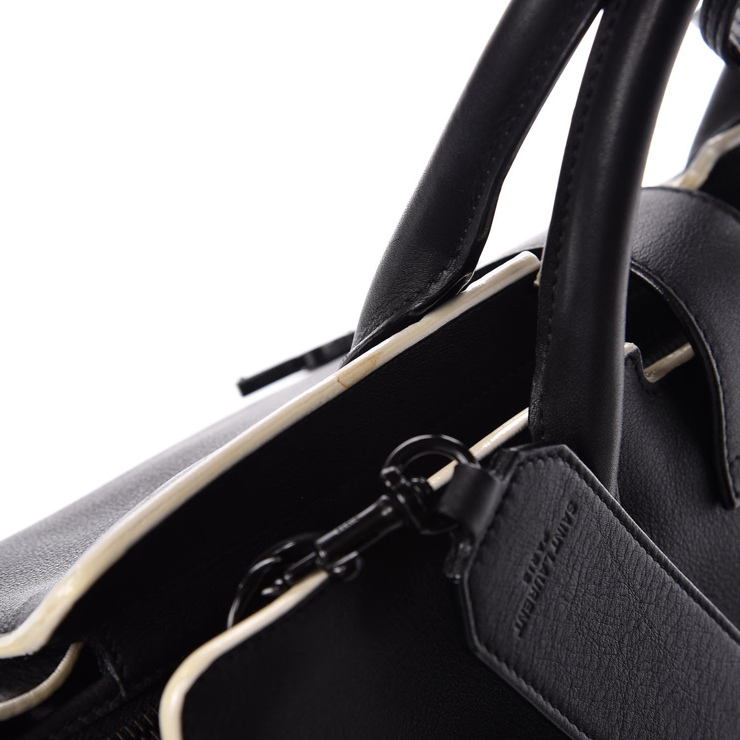 Saint Laurent Calfskin Small Monogram Downtown Cabas Black White 13 of 14