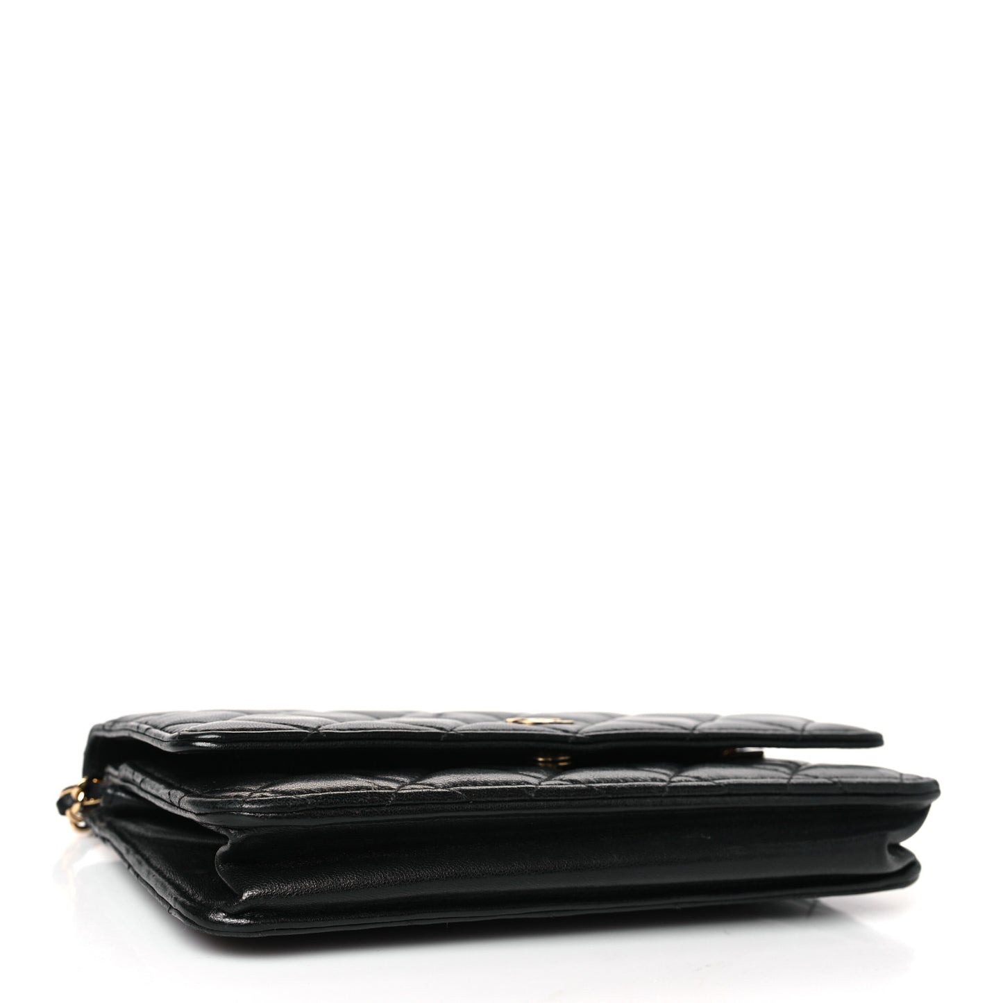 Lambskin Quilted Wallet On Chain WOC Black