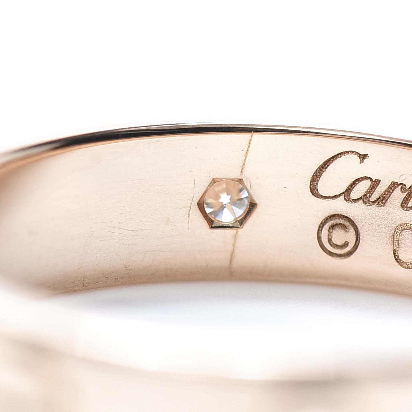 18K Pink Gold Diamond 4mm LOVE Wedding Band Ring 47 4