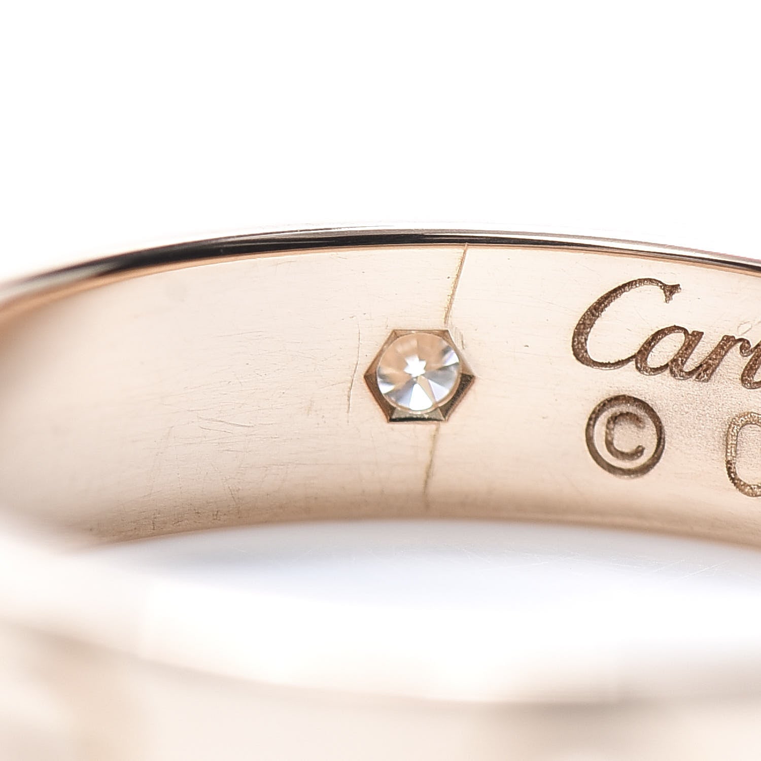 Cartier 18K Pink Gold Diamond 4mm LOVE Wedding Band Ring 47 4 5 of 5