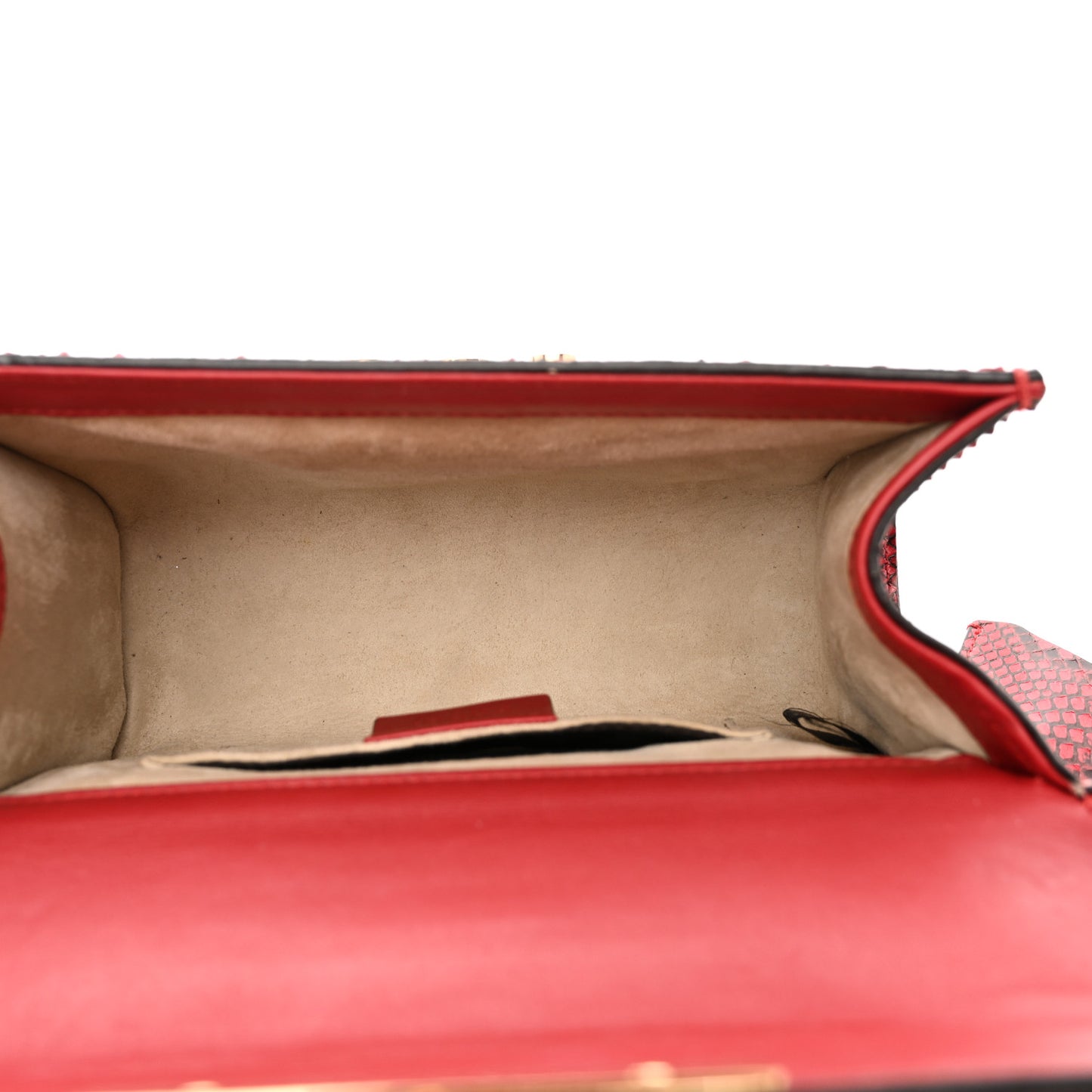 Snakeskin Small Padlock Shoulder Bag Red