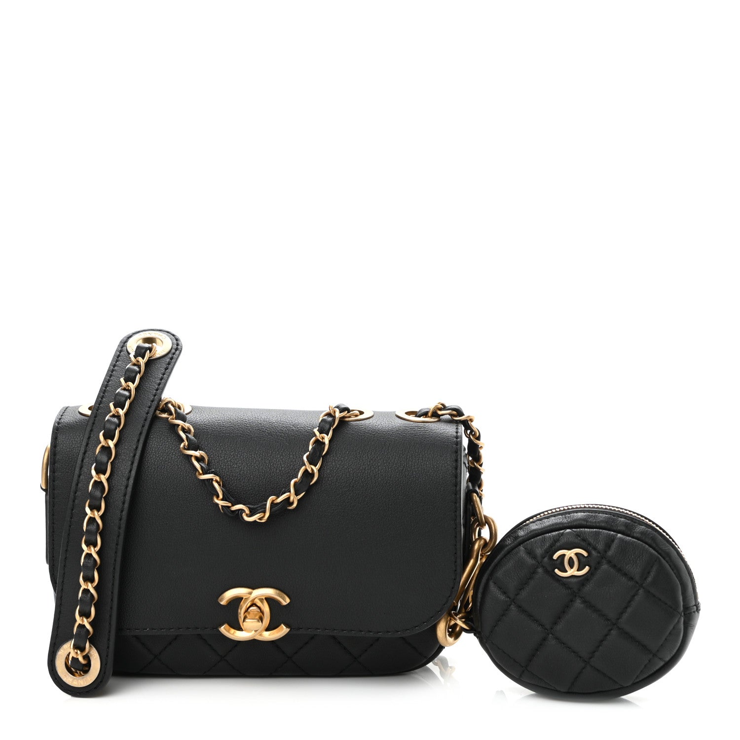 Chanel Calfskin Quilted Multi Pouching Flap And Coin Purse Black 1 of 10