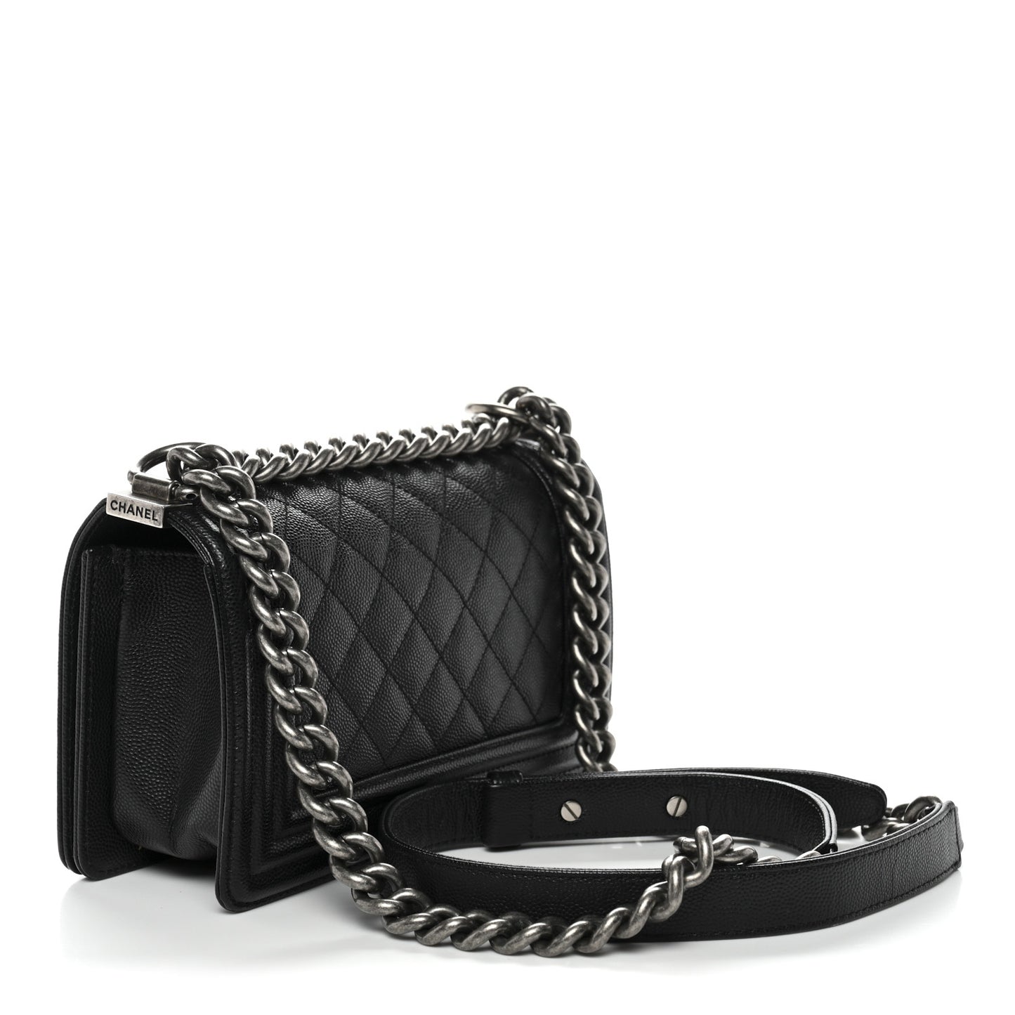 Caviar Quilted Small Boy Flap Black