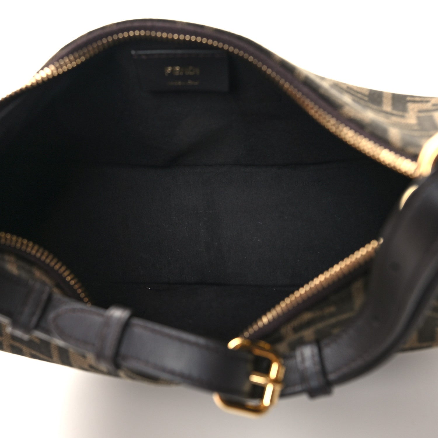 Fendi Fabric Jacquard Vitello Grace FF 1974 Small Fendigraphy Hobo Bag Tobacco Moro Ebano 5 of 11