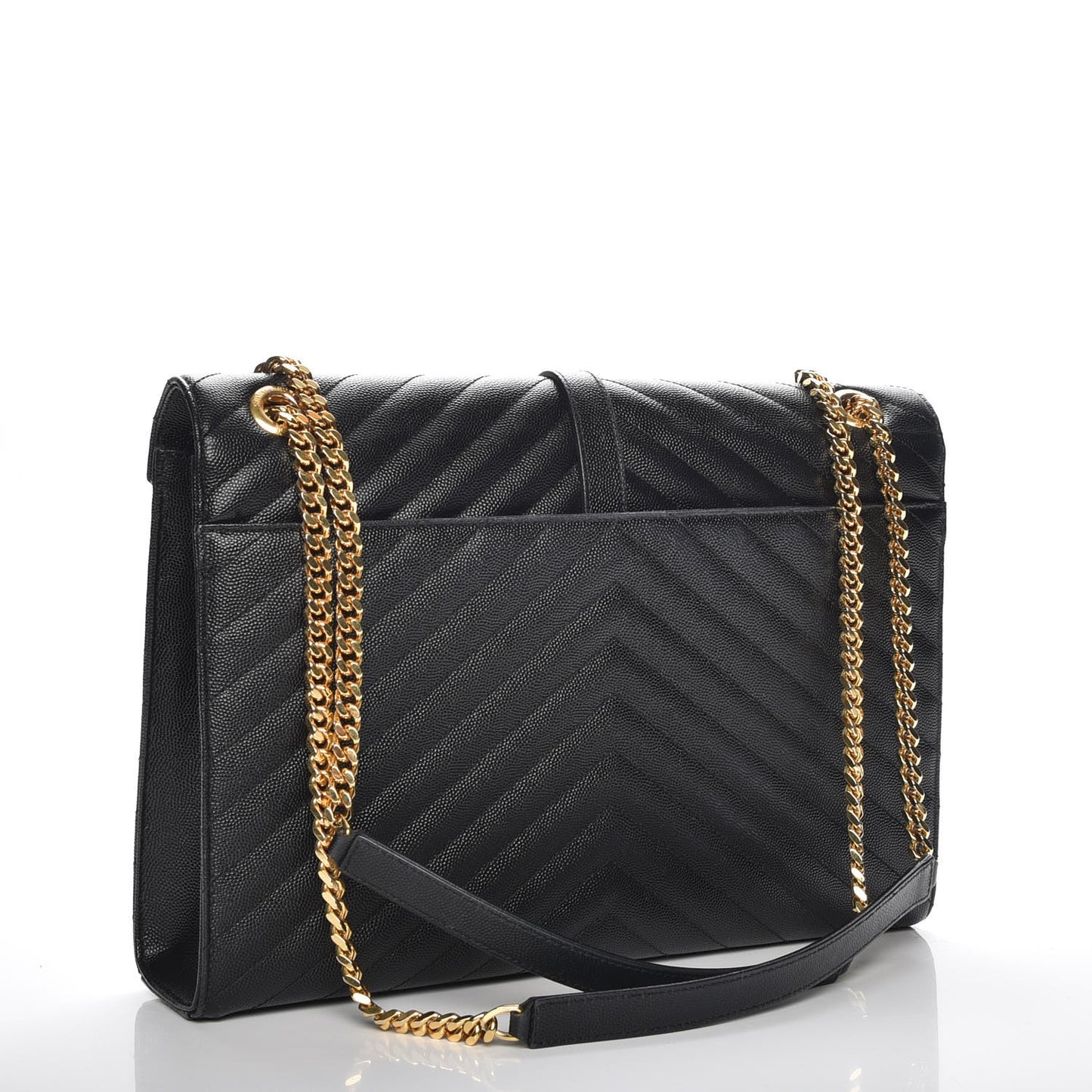 Grain De Poudre Matelasse Chevron Large Monogram Satchel Black