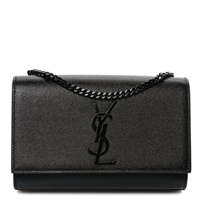 Saint Laurent Grain De Poudre Small Monogram Monochrome Kate Satchel Black 1 of 11