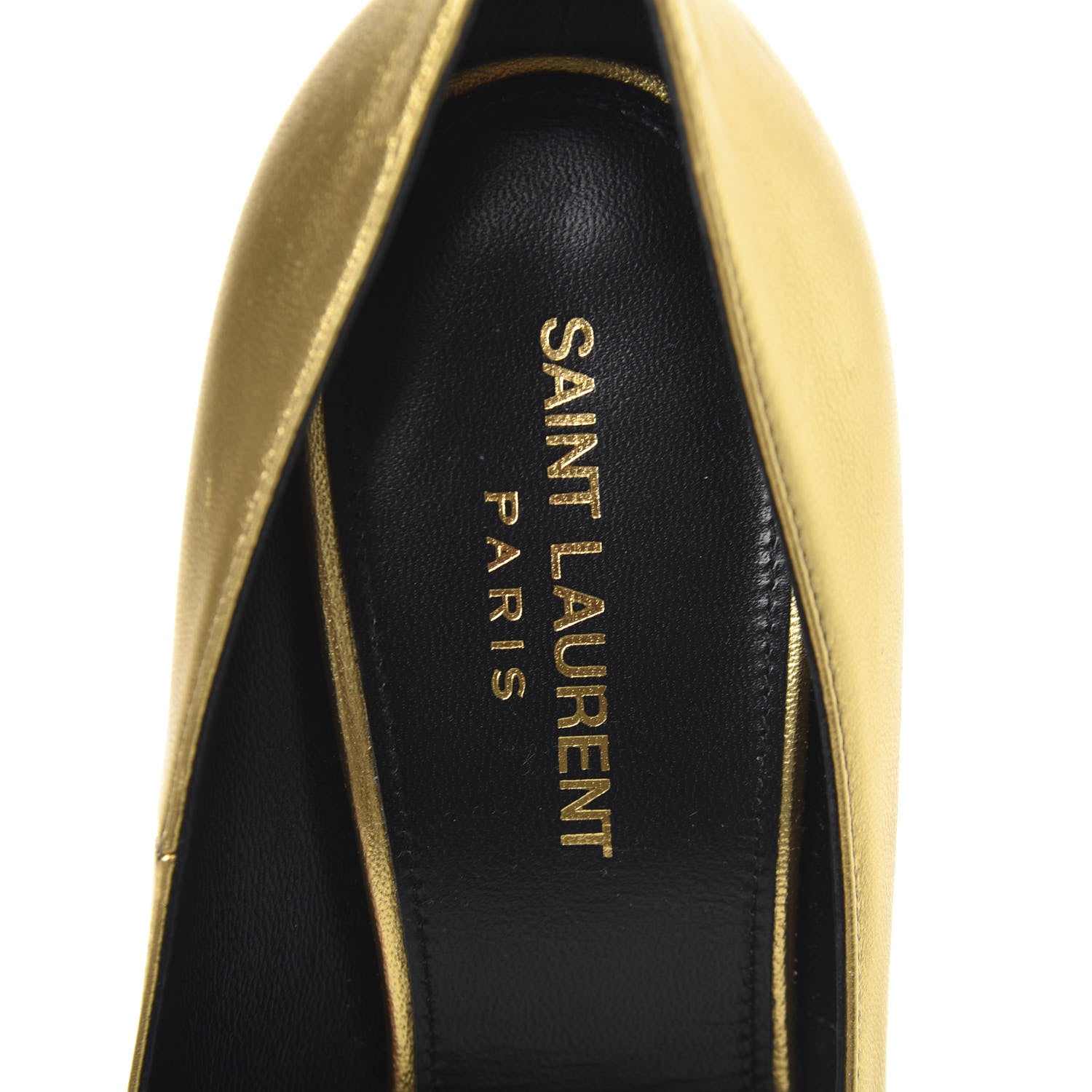 Saint Laurent Calfskin Opyum 100 Pumps 38 Gold 5 of 7