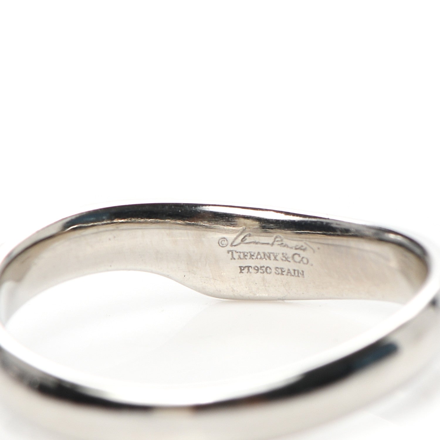 Tiffany Platinum Diamond Elsa Peretti Open Heart Band Ring 49 4.75 7 of 8