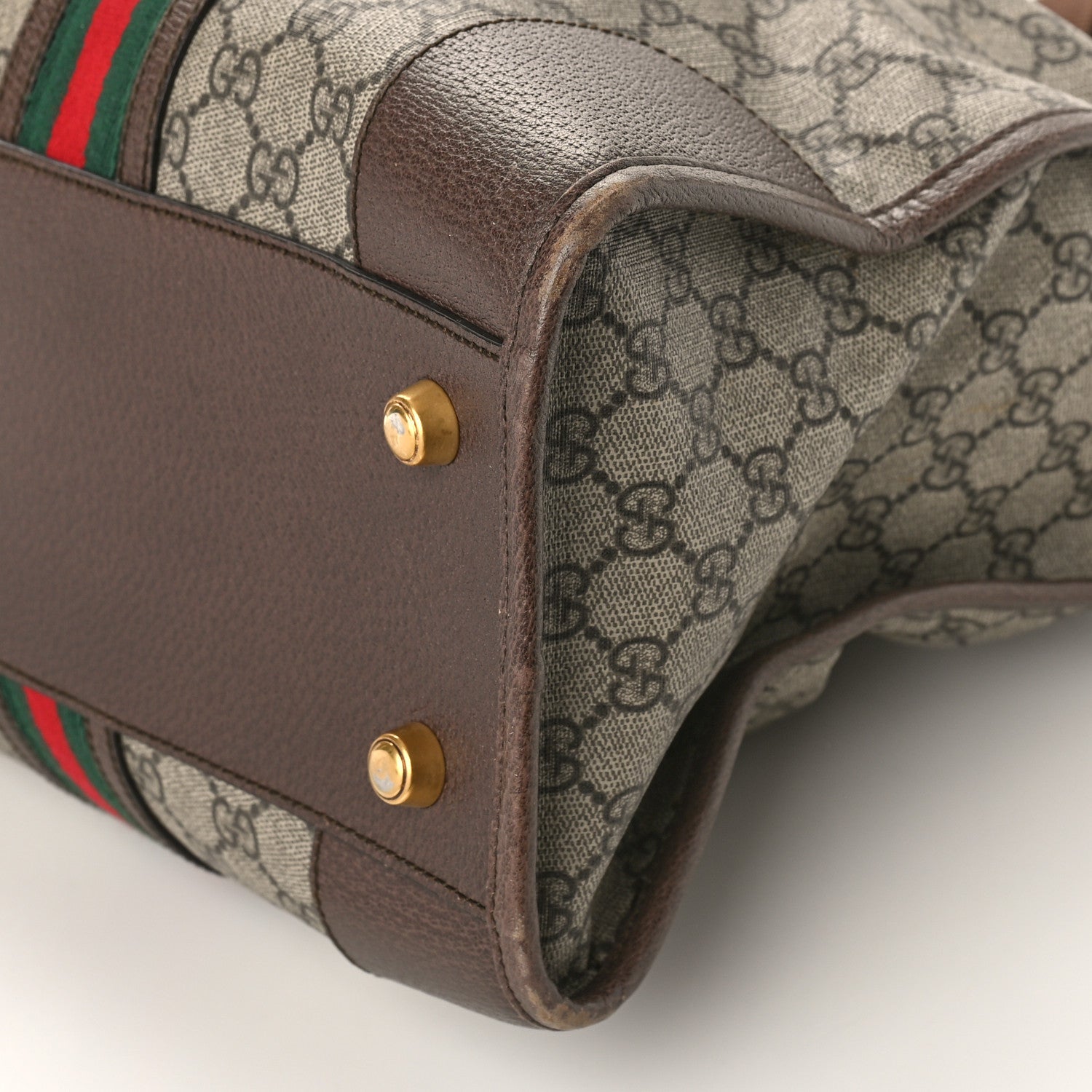 Gucci Soft GG Supreme Monogram Web Large Duffle Bag Beige New Acero Crop 9 of 13